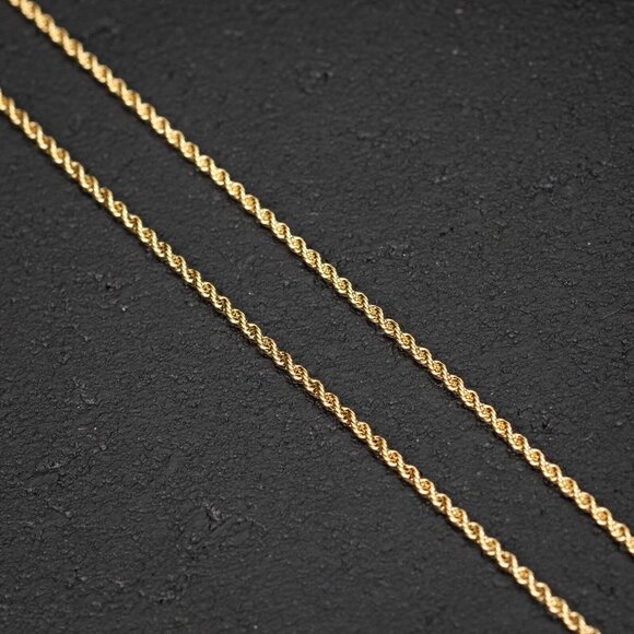 Solid Yellow Gold Plated 316 Stainless Steel 2MM Twist Rope Chain Necklace - Picture 4 of 5